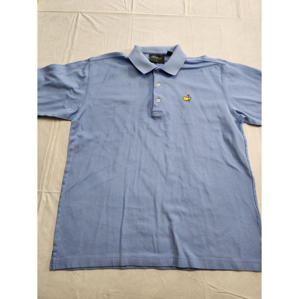 Masters Polo Shirt Mens Medium Blue Performance Stretch Golf Mecerized Cotton